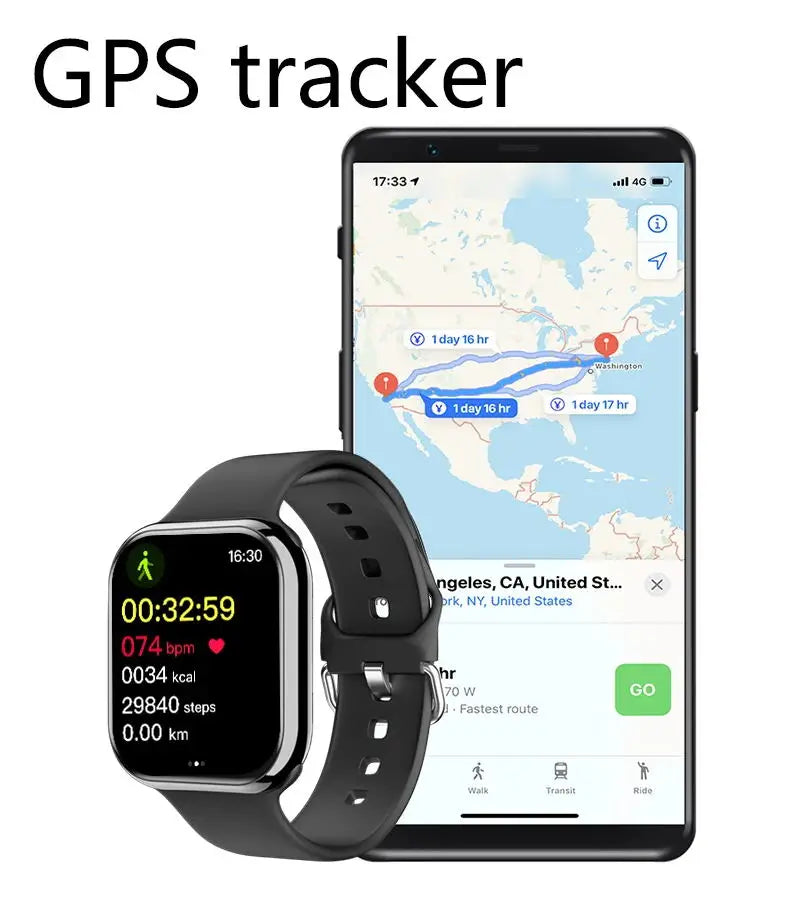 Novo Smartwatch 9 com NFC, Bluetooth, Monitor Cardíaco, Esportes, Fitness, Resistente à Água, Tela Amoled, Carregamento Sem Fio - 450mAh. Ideal para Homens e Mulheres - Perfeito para IWO Watch.