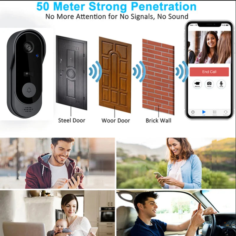 Smart Home WIFI Doorbell With Camera Waterproof 1080P HD IR Night Vision Wireless Doorbell Security Monitor Alarm Video Intercom