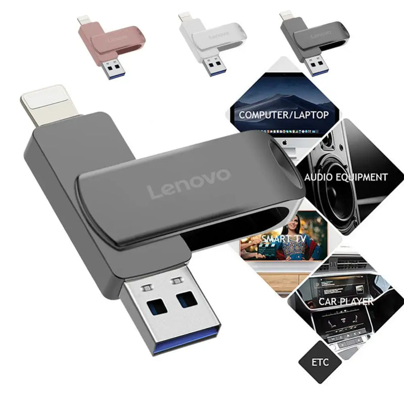 Lenovo 2TB 1TB Usb 3.0 Flash Drive for iPhone with 2 in 1 USB-A to Lightning interface usb3.0 pendrive 2TB for Iphone Ipad