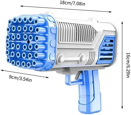 Máquina de Bolhas Fantasia - Pistola Elétrica Fabricante de Bolhas Gatling Pop Bubble - 36 Furos, Brinquedo Interativo para Crianças