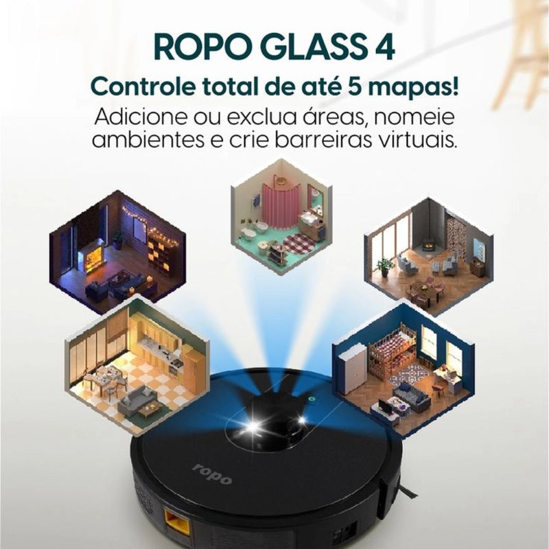 Robô Aspirador Ropo Glass 4 Preto